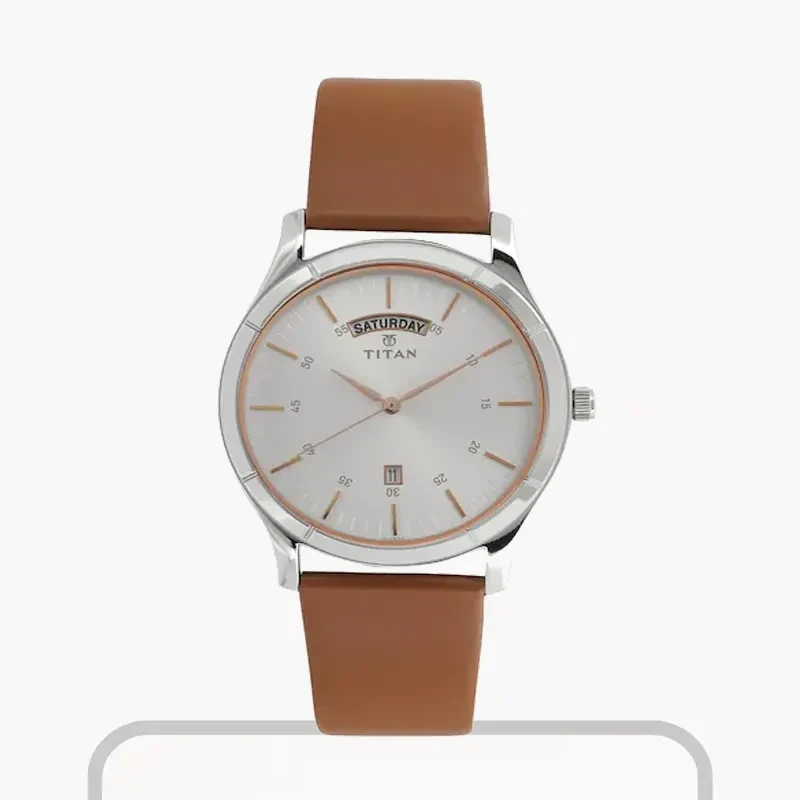 TITAN Trend White Dial Leather Strap Men's Watch  | 1767SL01